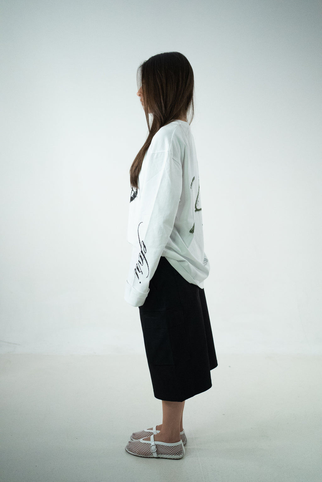 T-SHIRT OVERSIZE A MANICHE LUNGHE BIANCA
